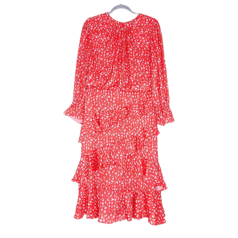 ML Monique‎ Lhuillier Printed Ruffle Dress 12 - Picture 3 of 10